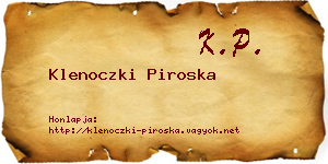 Klenoczki Piroska névjegykártya